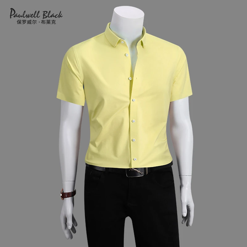 保罗短袖衬衫男款爆款2025新款夏季高档休闲行政白色衬衣男士商务