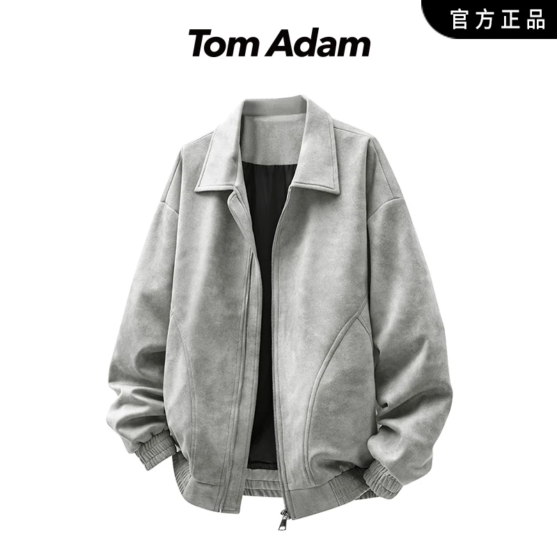 TOMADAM美式麂皮绒夹克男士外套2025新款春季复古美拉德上衣男