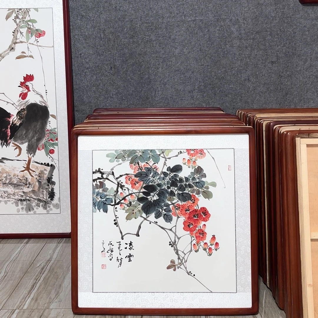 国画书画作品带框63×63