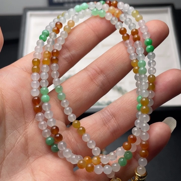 定制翡翠未镶嵌卡3.9多宝珠串