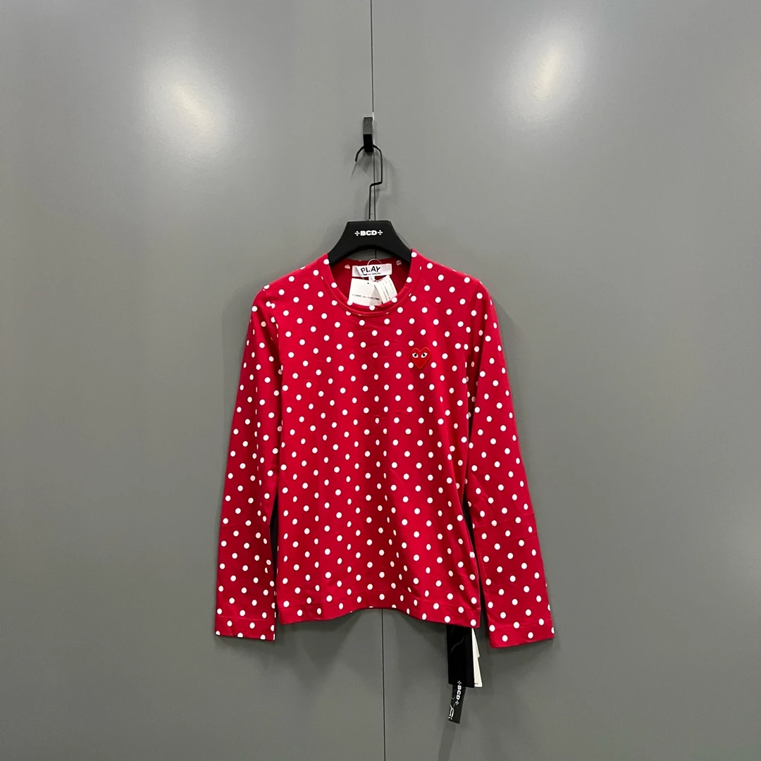 未使用 maje t7 CDG Play 红色爱心波尔卡圆点长袖 全新/011406