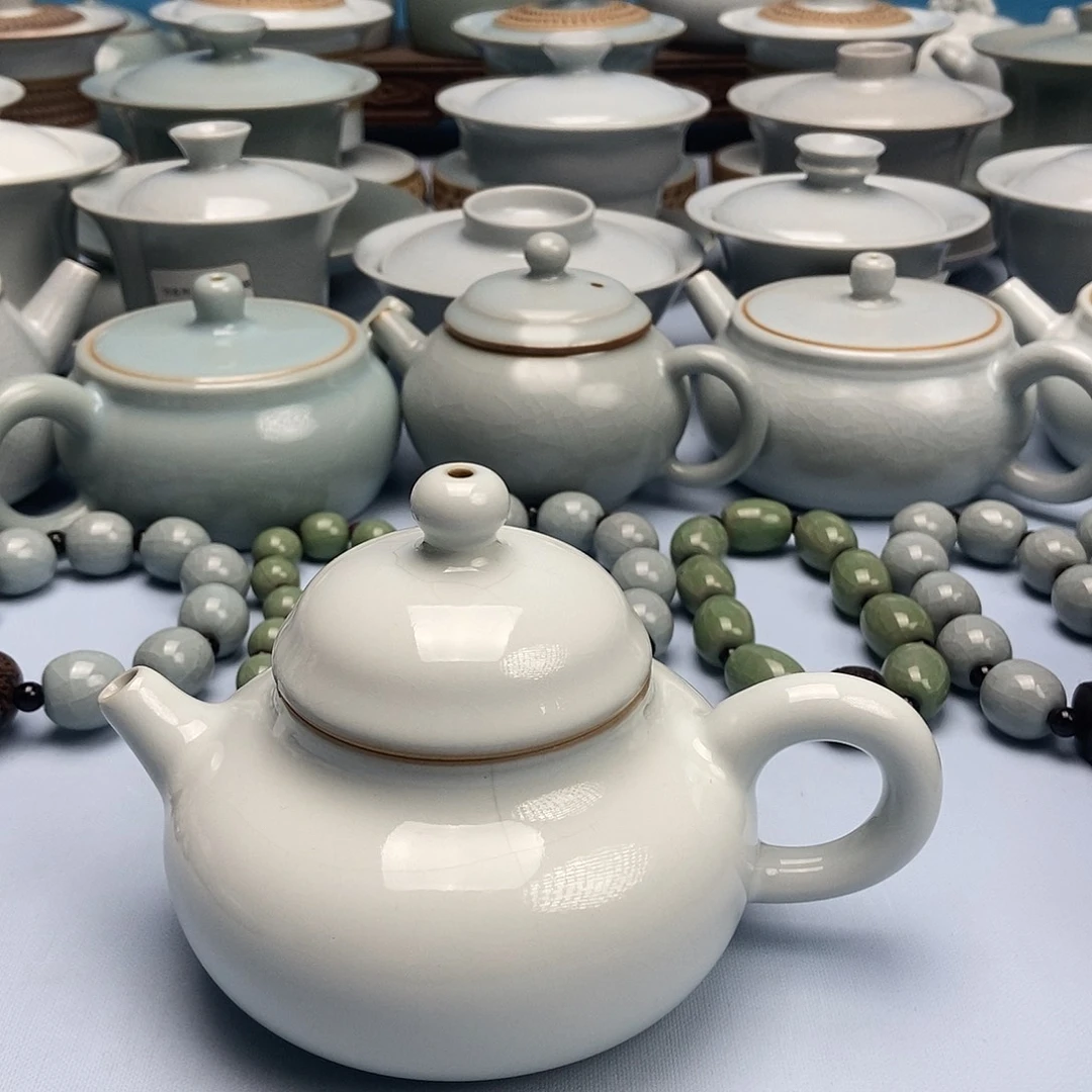 杯微瑕月白釉融天壶原矿原釉原产地