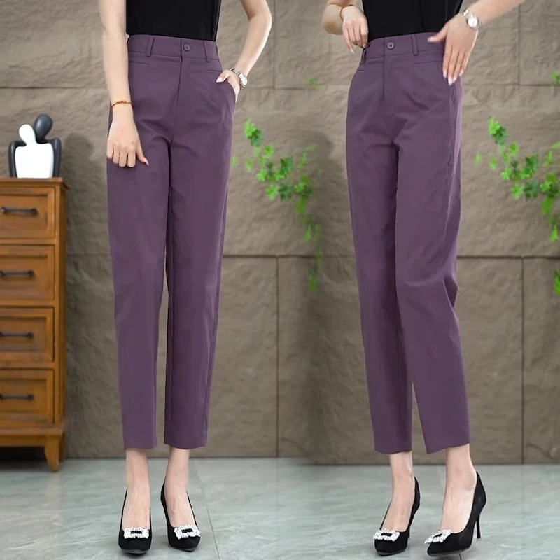 春夏冰感镰刀裤2025年新款高腰显瘦九分烟管西装哈伦裤子休闲裤