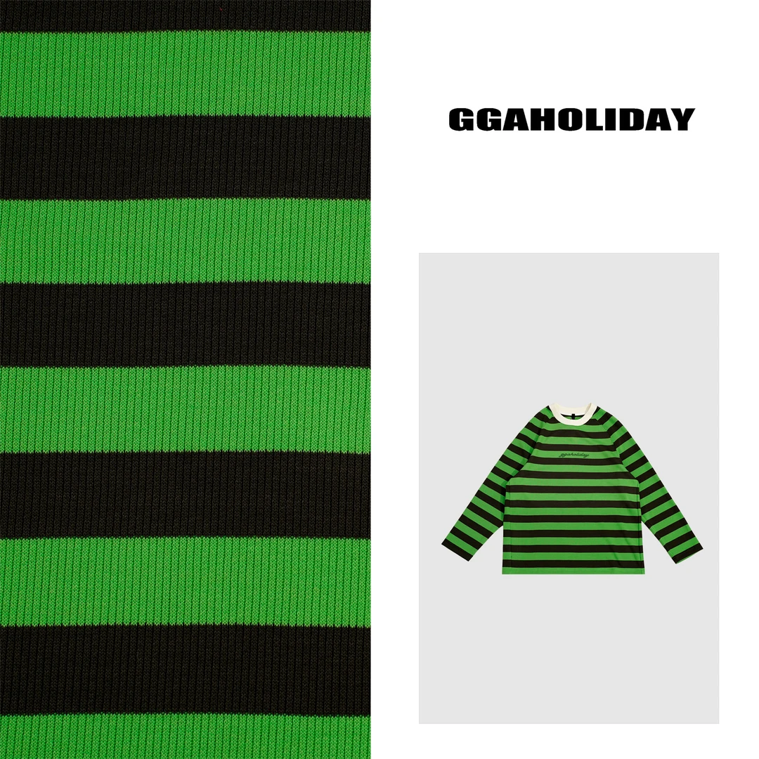 25早春新款轻奢高级感美式运动百搭撞色条纹显瘦长袖T恤 151184