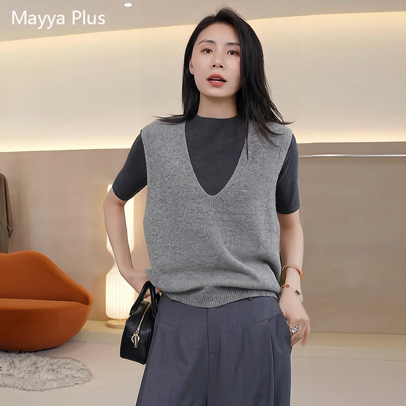 【摩斯密码】Mayya Plus麦芽定制女秋季绵羊毛百搭马夹背心32536828