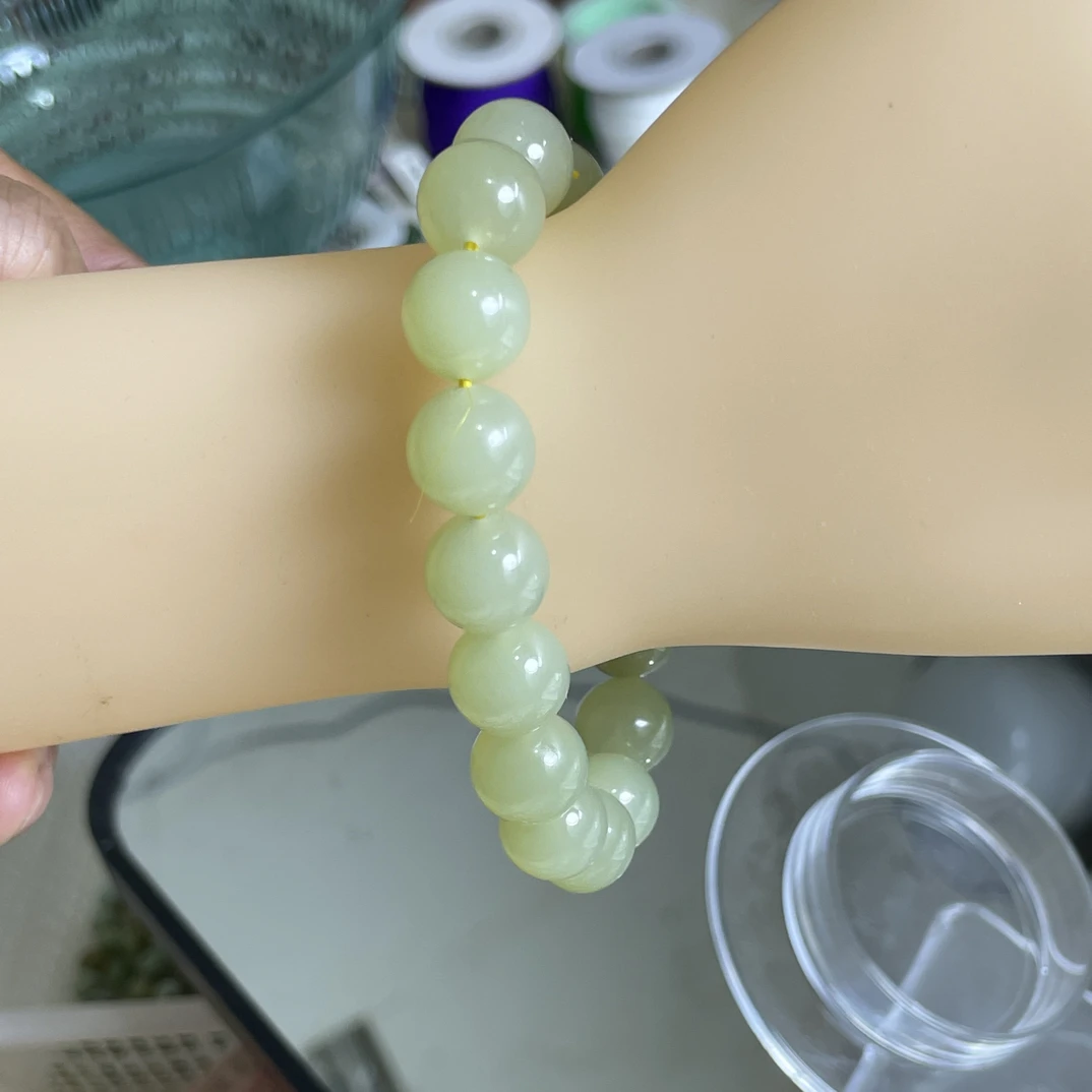 新疆青黄口和田玉手串精美手串珠黄色时尚
