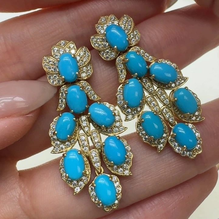 绿松石银S925镶嵌成品成品