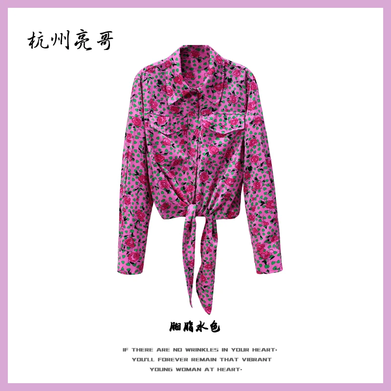 【亮哥女装】2025欧版新品《秀场款》花朵满印气质衬衫2738-D5
