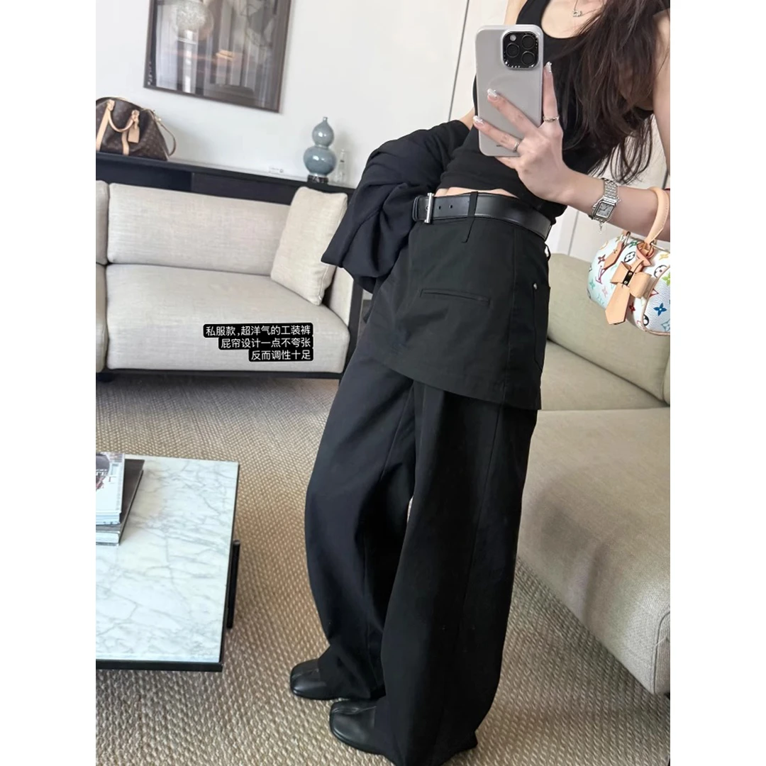 小秋家私服屁帘裤阔腿洋气显瘦新款工装裤裙裤长裤休闲裤女夏季