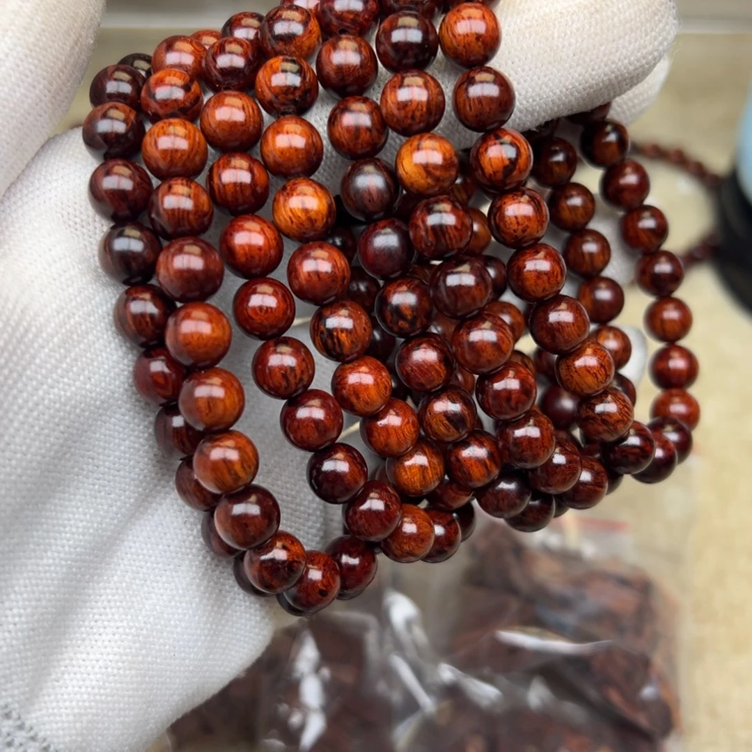 手串/手链花梨木类红降08圆珠满油单圈
