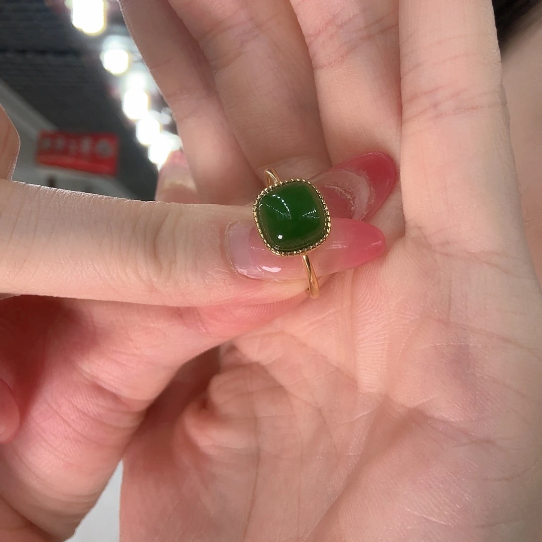 和田玉戒指银S925镶嵌