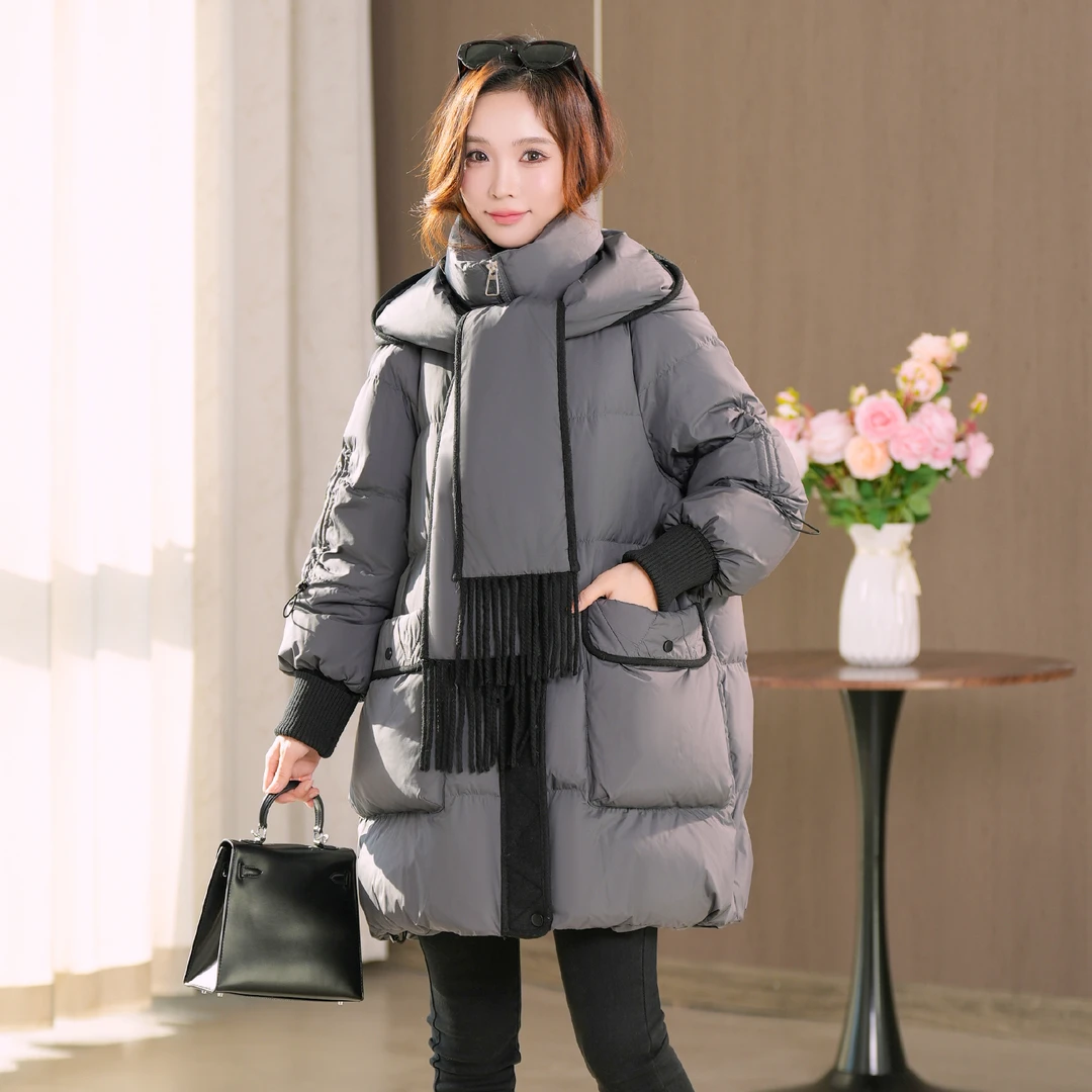 新款优雅时尚百搭保暖白鸭绒羽绒服外套M-XL