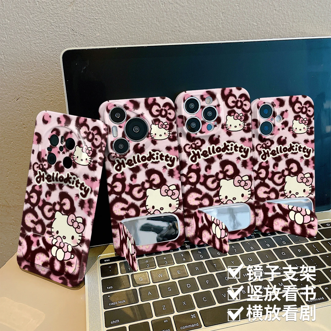 可爱kt豹纹适用苹果16iPhone15华为vivo小米15oppo菲林手机壳女款