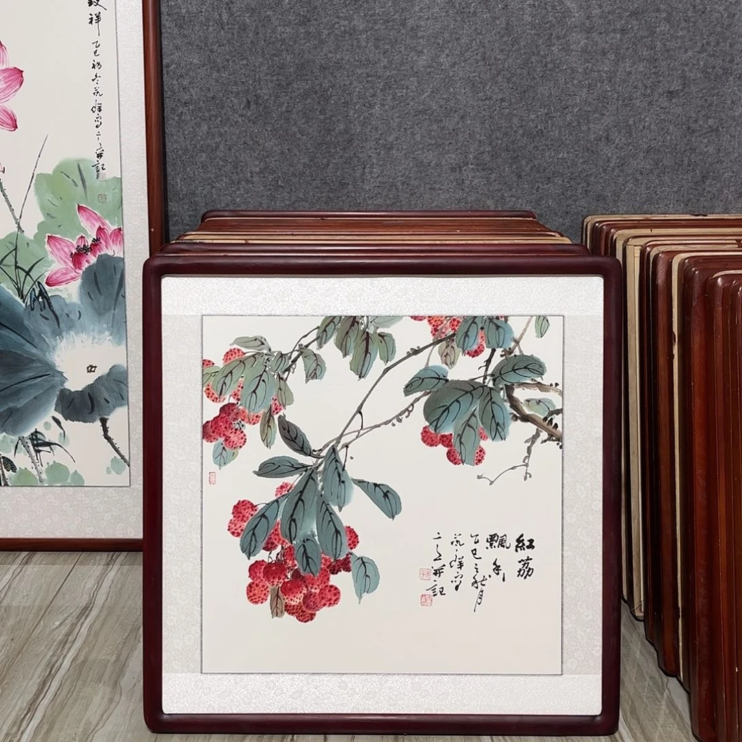 国画书画作品带框63×63