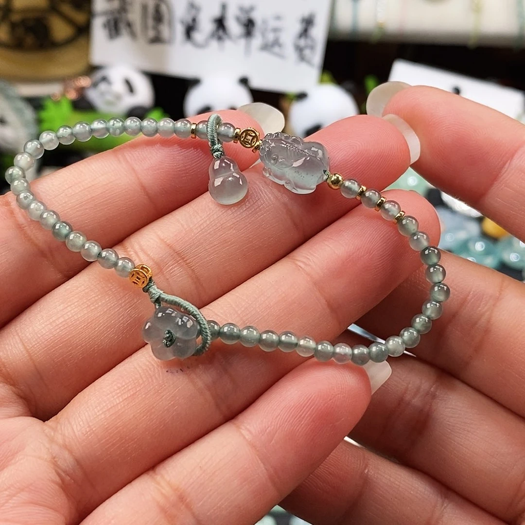 翡翠未镶嵌颈饰貔貅小花手链16
