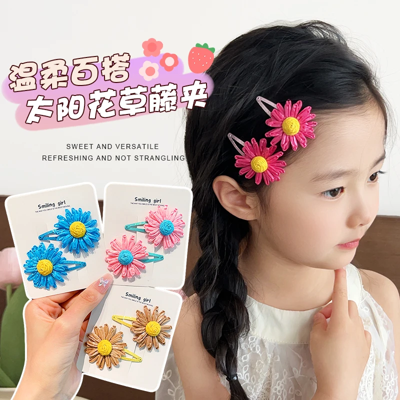 2025新款编织bb夹公主可爱儿童花朵刘海侧边夹子发夹发饰宝宝头饰
