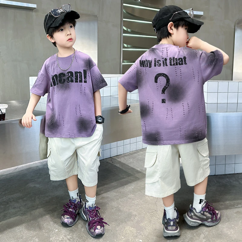 男童夏装套装2025新款爆款儿童短袖工装裤中大童洋气炸街男孩夏季