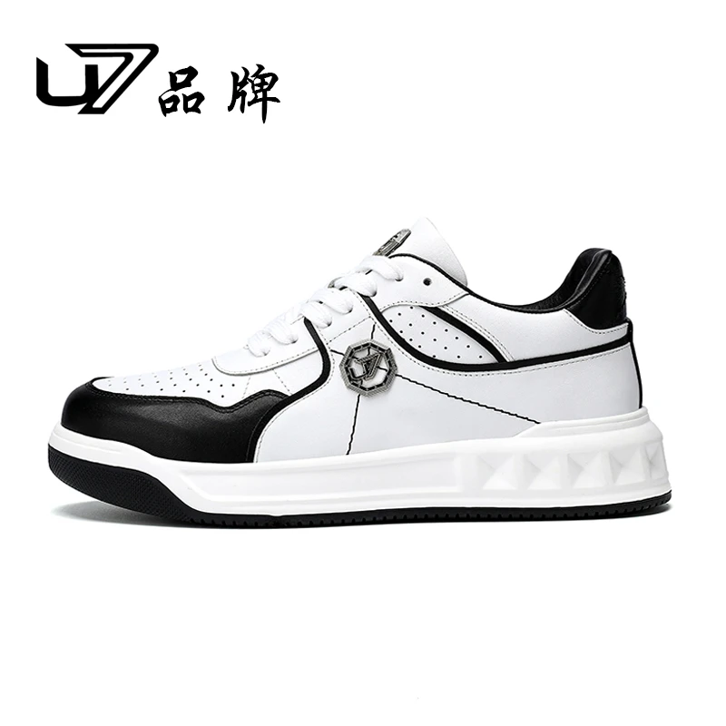 U7品牌男鞋 头层牛皮 时尚百搭潮鞋男真皮舒适高级感轻便休闲板鞋