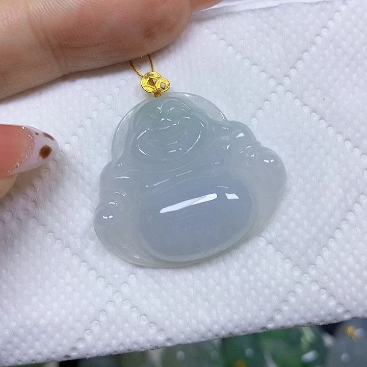 翡翠18K金镶嵌颈饰挂件