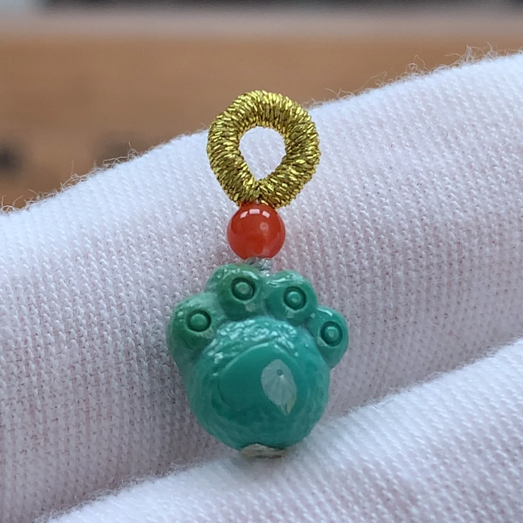 绿松石未镶嵌原矿绿松石小猫爪配饰