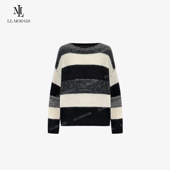LL·MOD·GD【苏苏】慵懒针织衫2024条纹撞色设计上衣YLMY-252502