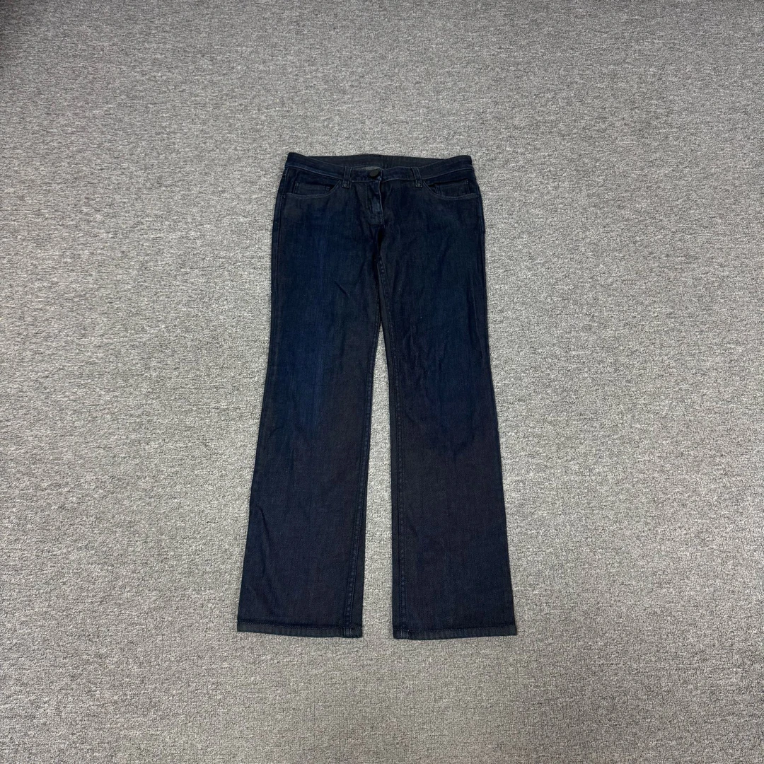 99新 AMIPARIS 芬迪 深蓝色 皮牌 牛仔 直筒裤 40码 99新