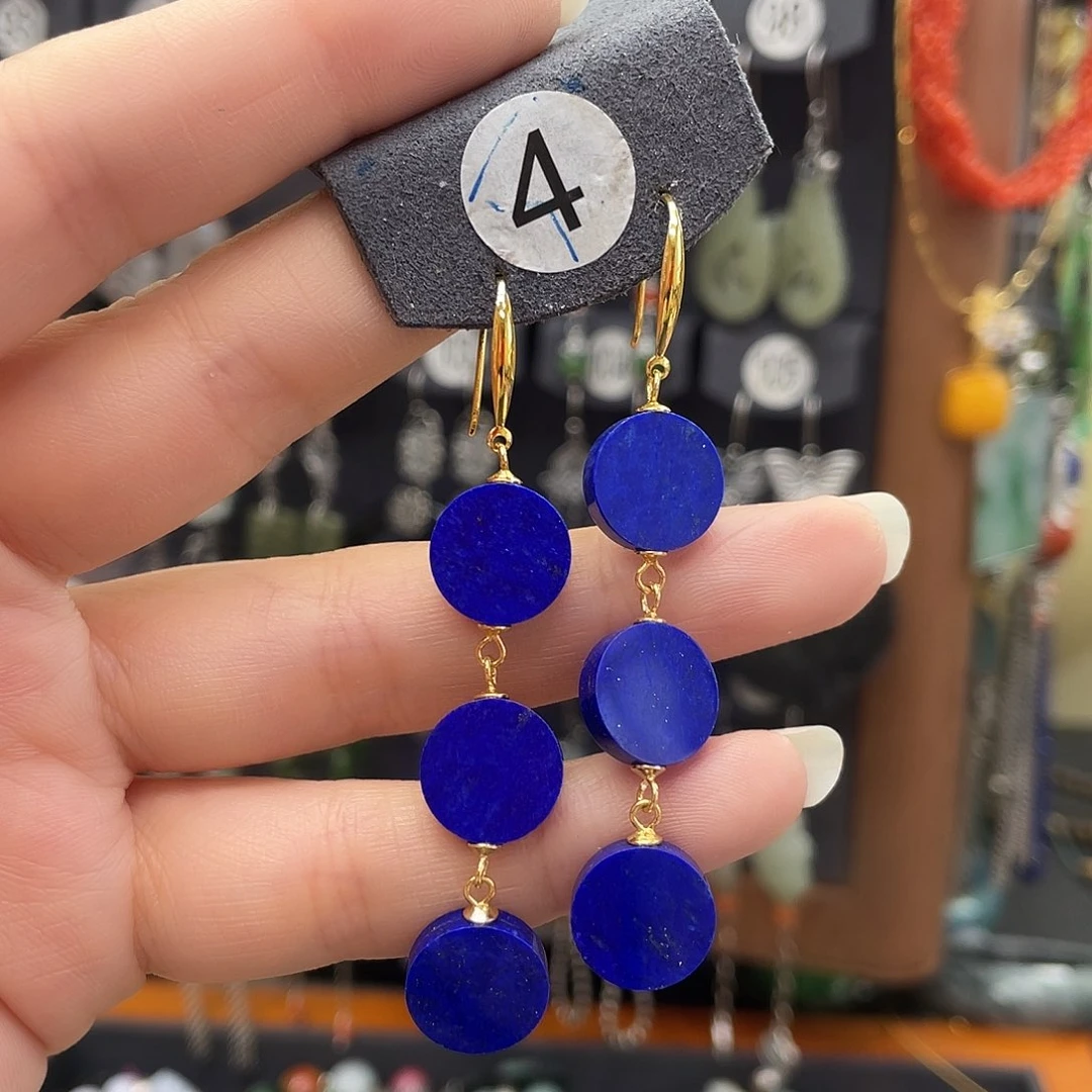 青金石耳饰银S925镶嵌霏***e158hh Gh jjj