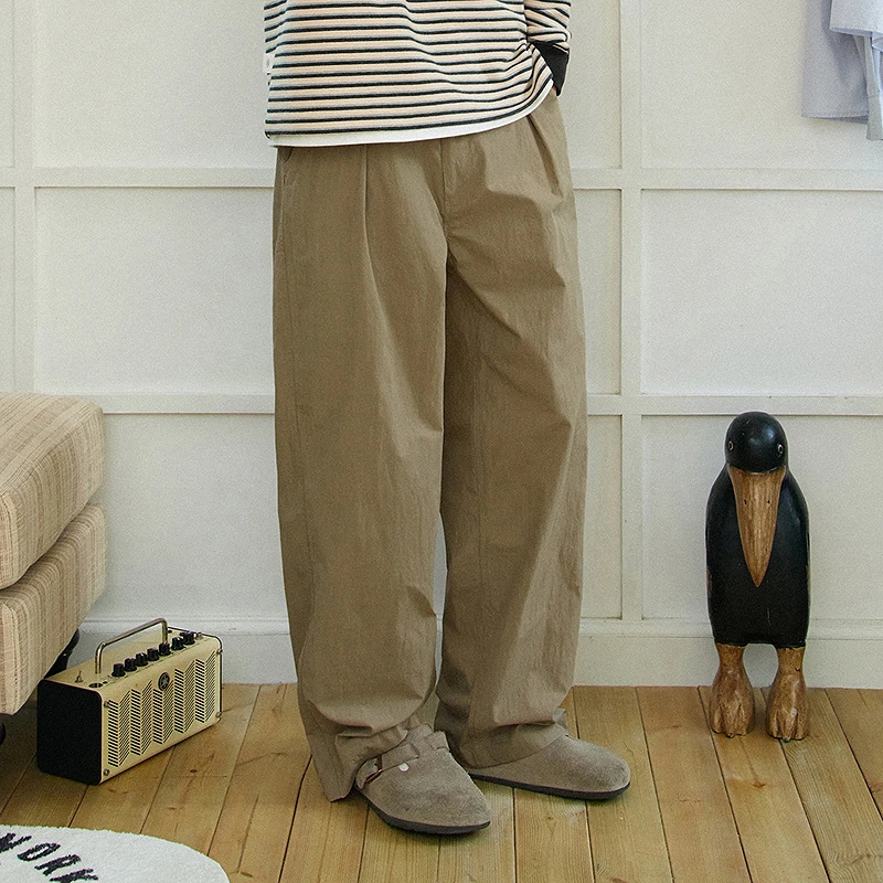 肌理感舒适宽松廓形休闲裤2025新款轻薄直筒长裤512210