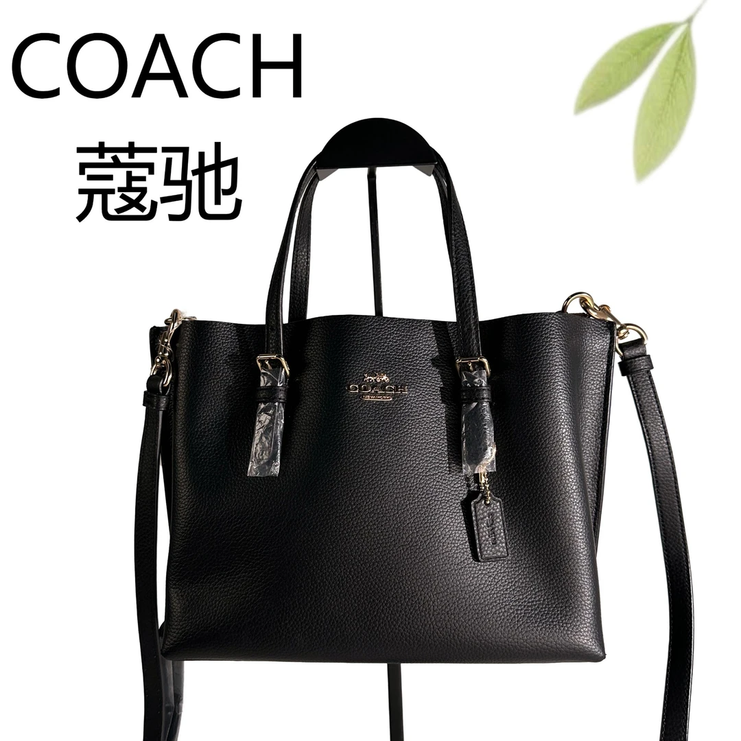 99新 COACH/蔻驰 黑金茉莉25手提斜挎包G25904798底长25X19