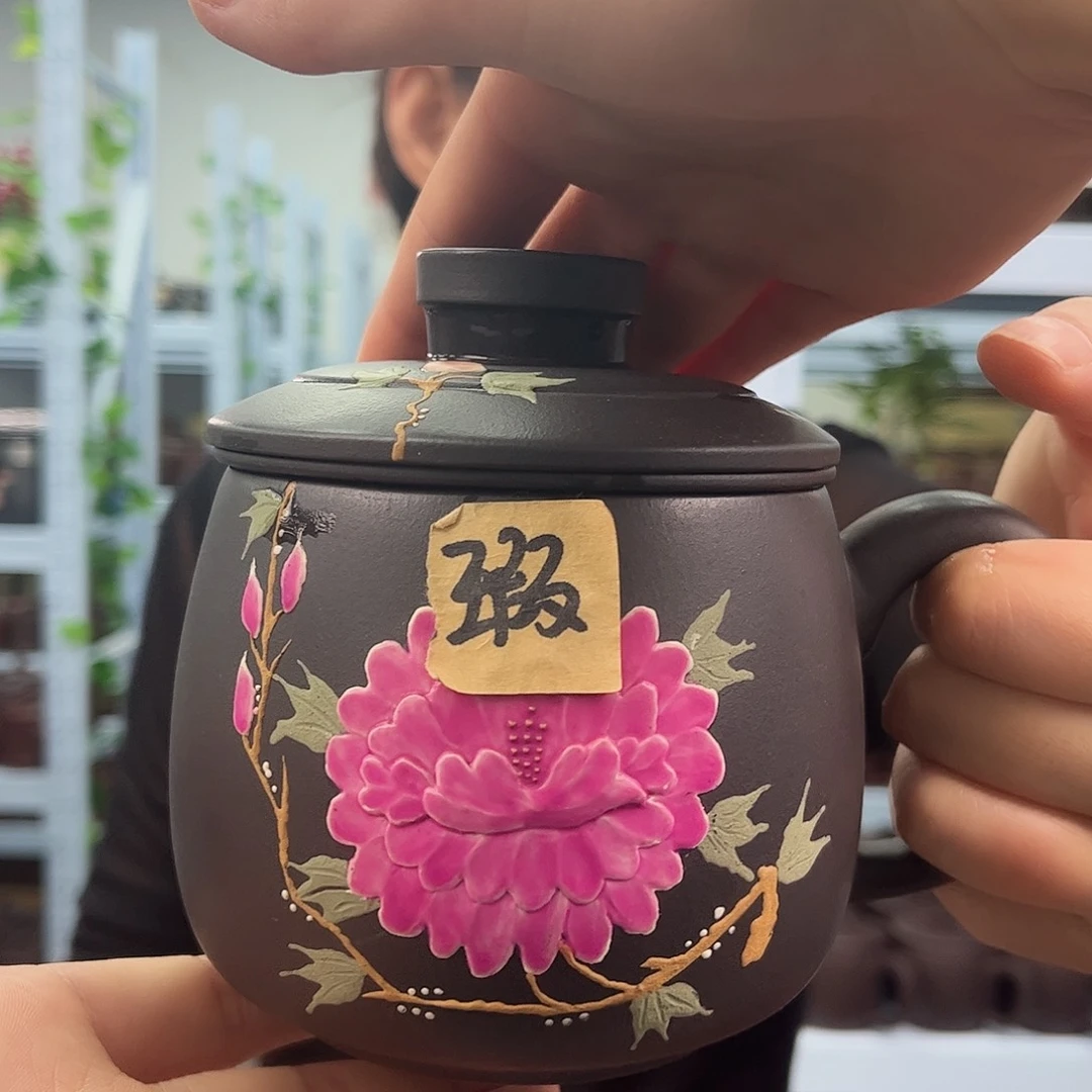 宜兴原矿紫砂全手工盖杯