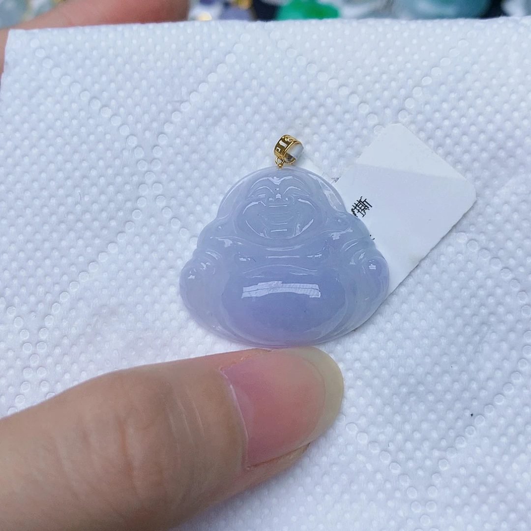 翡翠18K金镶嵌颈饰天然A货翡翠