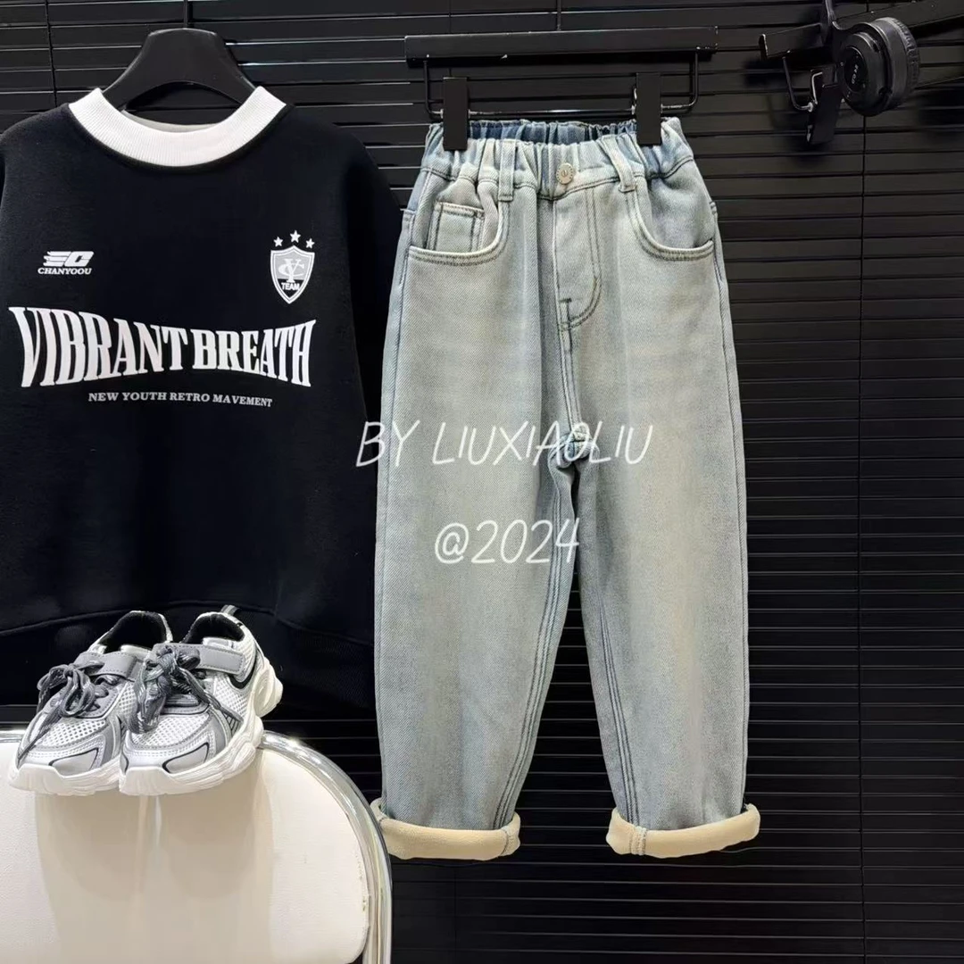 杭州六小六正版 BY LIUXIAOLIU韩版高货冬季儿童加绒牛仔裤15370