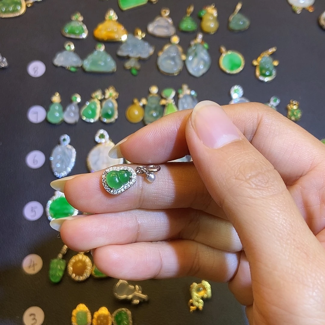 翡翠银S925镶嵌吊坠(不含链)