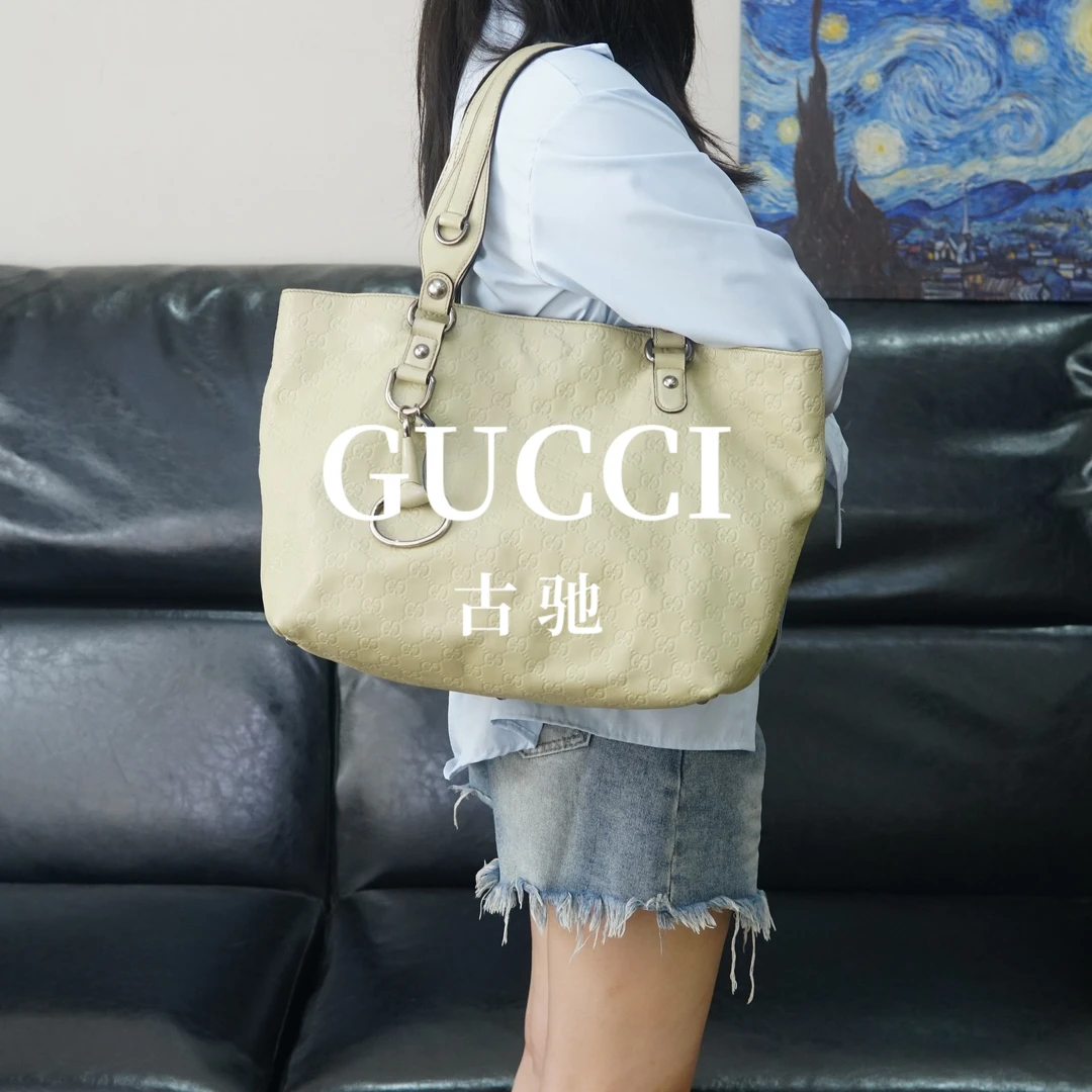 95新 GUCCI/古驰 米白托特包/AB05619003/9003