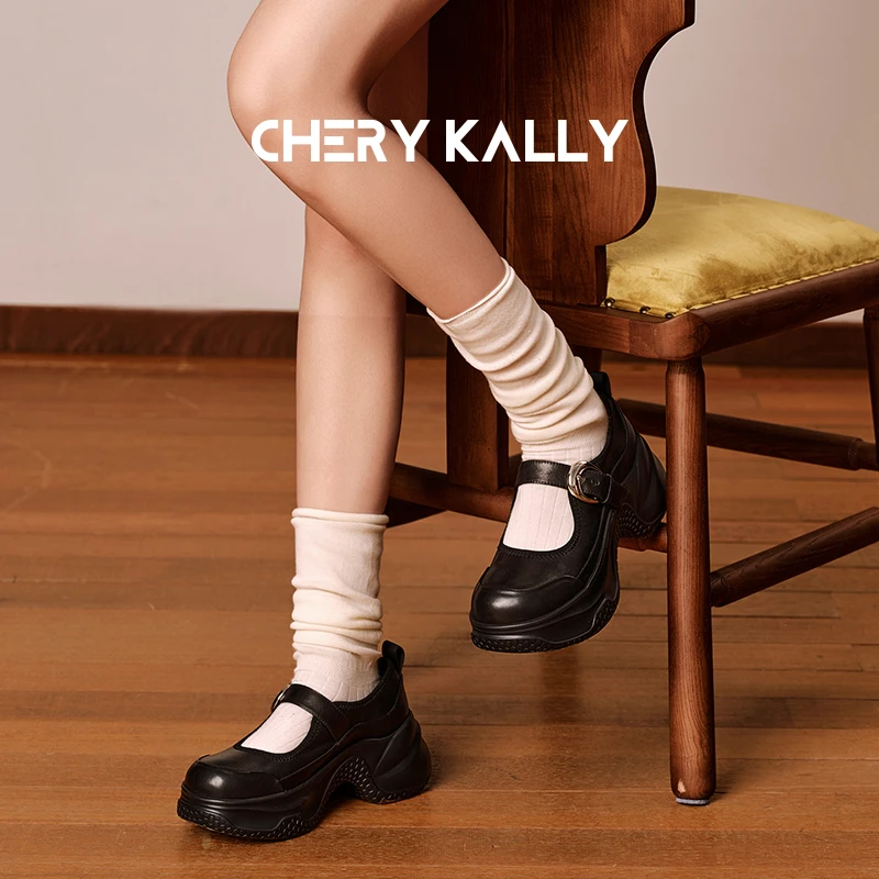 CHERY KALLY时尚百搭轻奢厚底玛丽珍女鞋女士流行款鞋子961PX5066