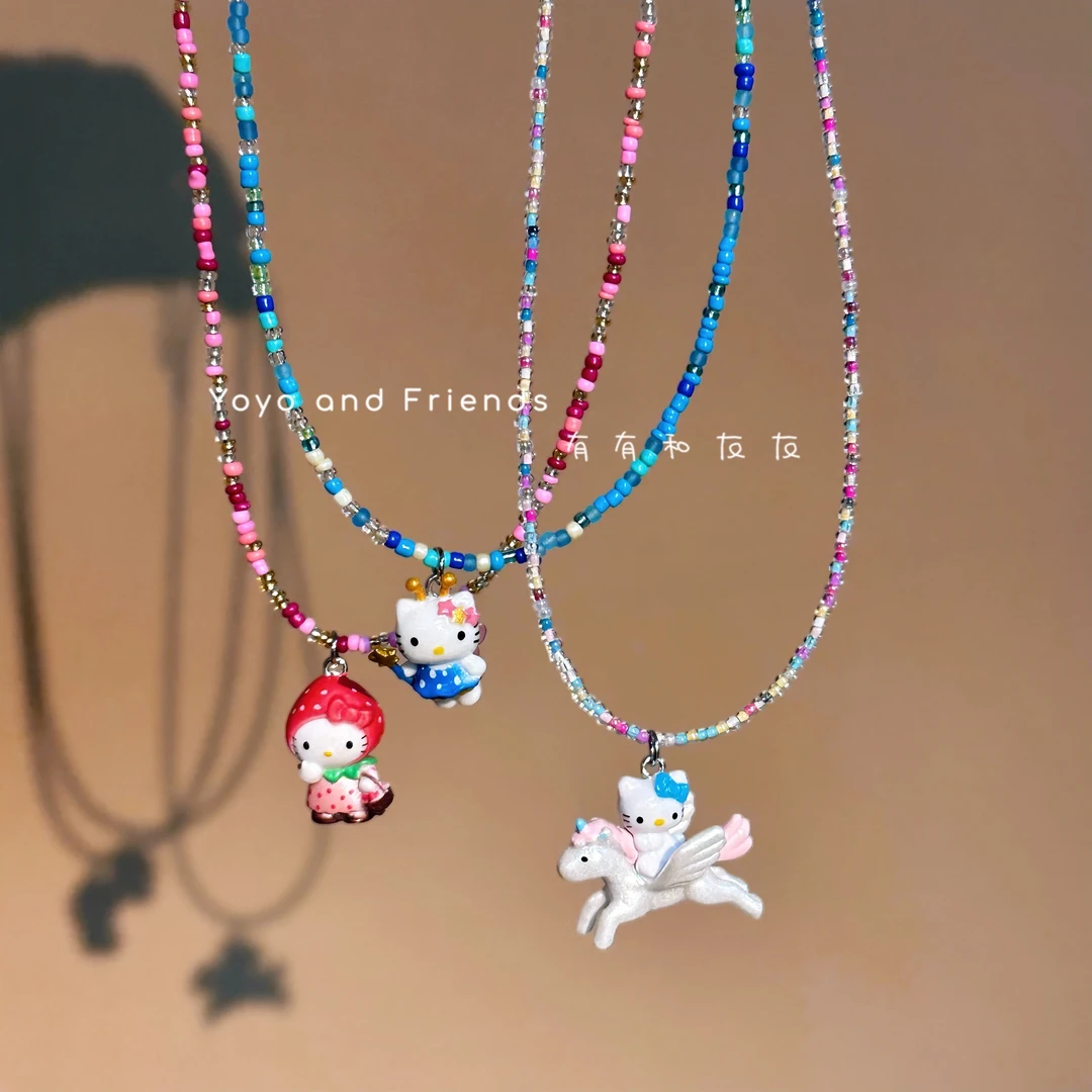 有有家·儿童高品质春夏款韩系超百搭多巴胺彩色串珠卡通猫咪项链