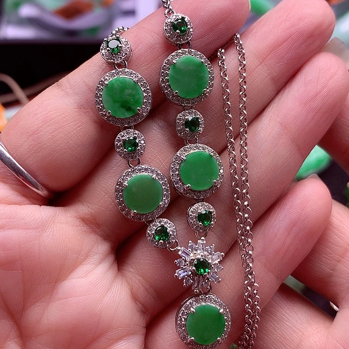 颈饰银S925镶嵌翡翠翡翠