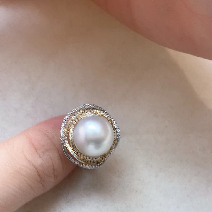 银S925镶嵌海水珍珠戒指