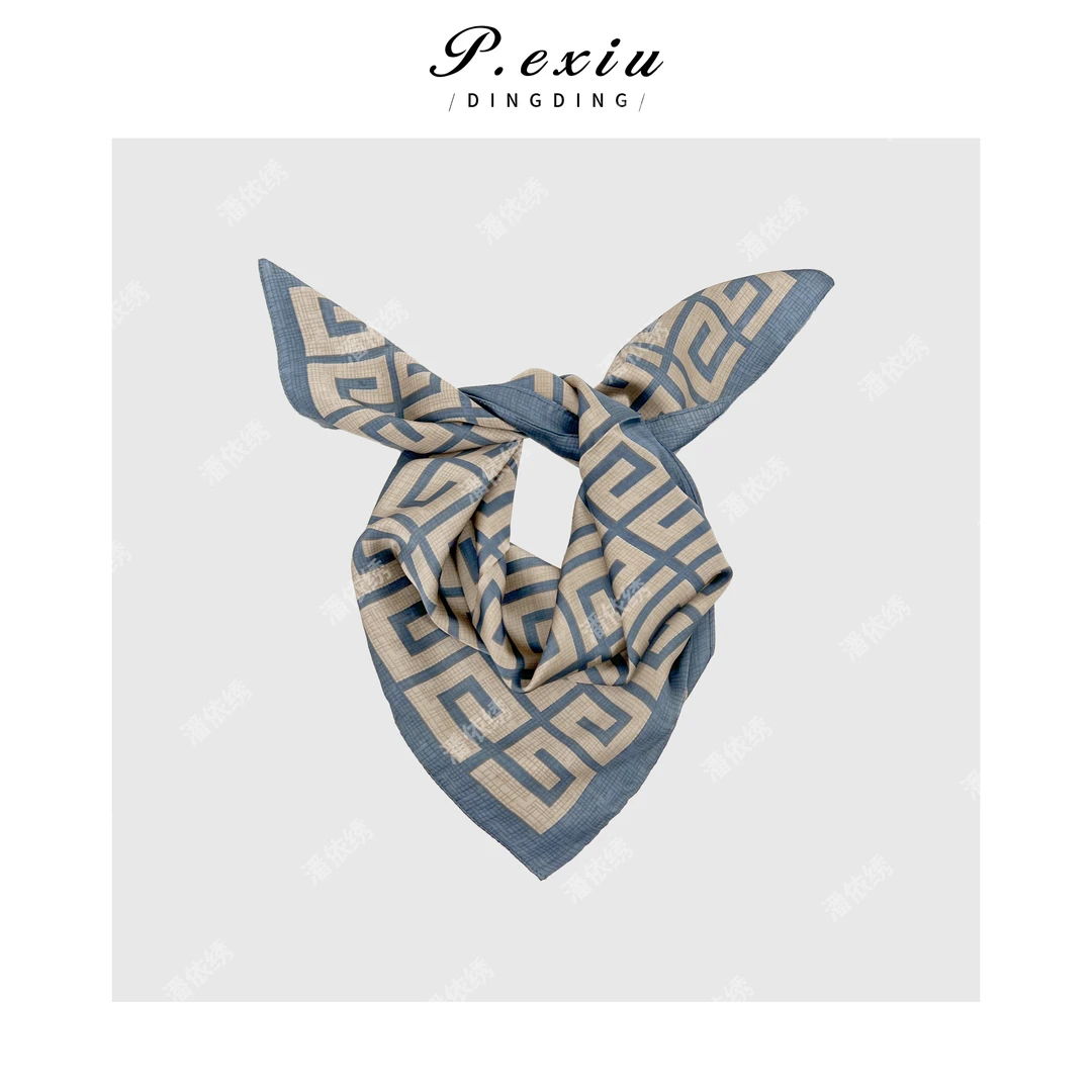 潘依绣 高级感复古时尚小方巾百搭丝巾 SJ3331