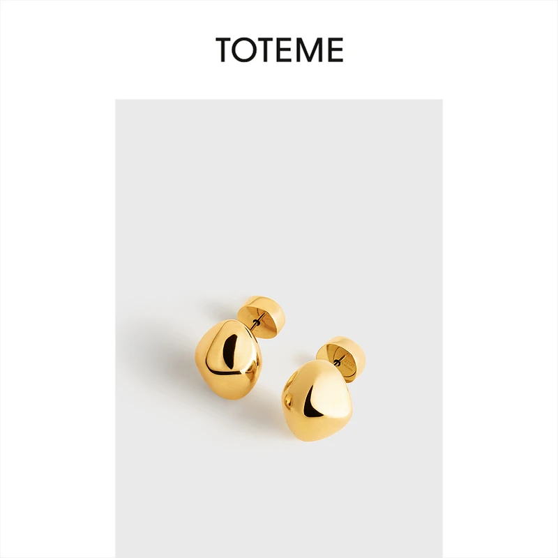 TOTEME女士金色鹅卵石形雕塑感耳钉