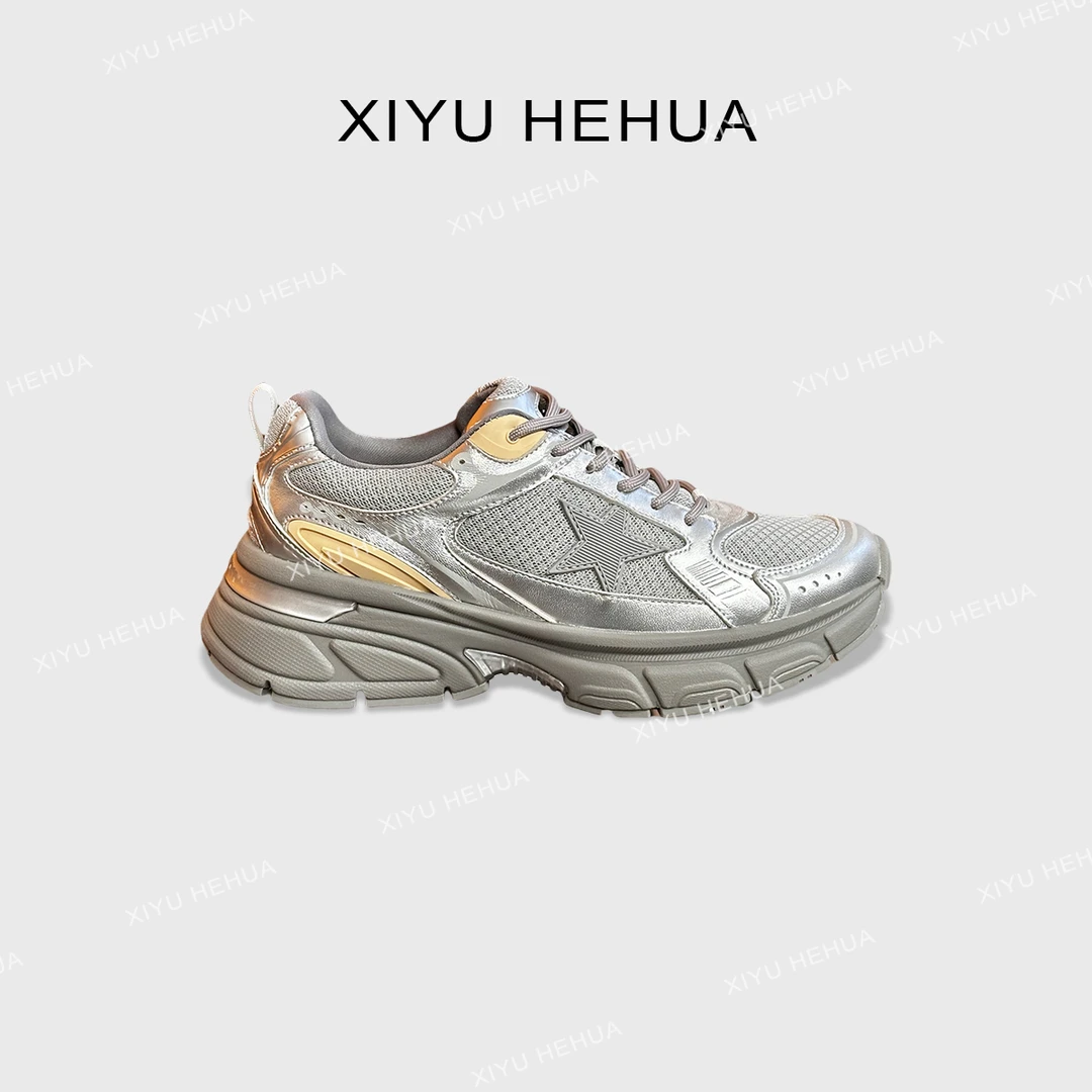 情侣款真皮休时尚闲运动板鞋ins欧洲站2024潮流百搭做旧老爹鞋