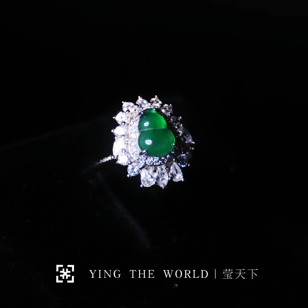 YTW翡翠绿葫芦戒指(天然翡翠多样性发货介意勿拍)