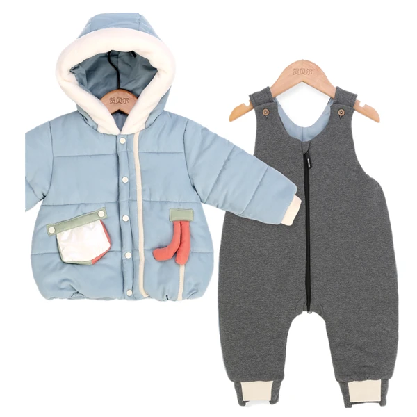 幼儿棉衣新疆长绒棉加厚外穿冬季棉花套装香蕉连帽冬装