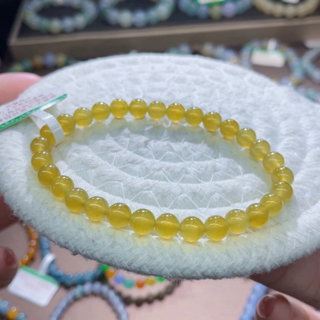 未镶嵌手链翡翠白绳穿精品冰满黄卡6