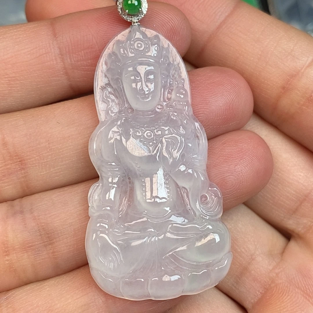 翡翠18K金镶嵌颈饰渡母