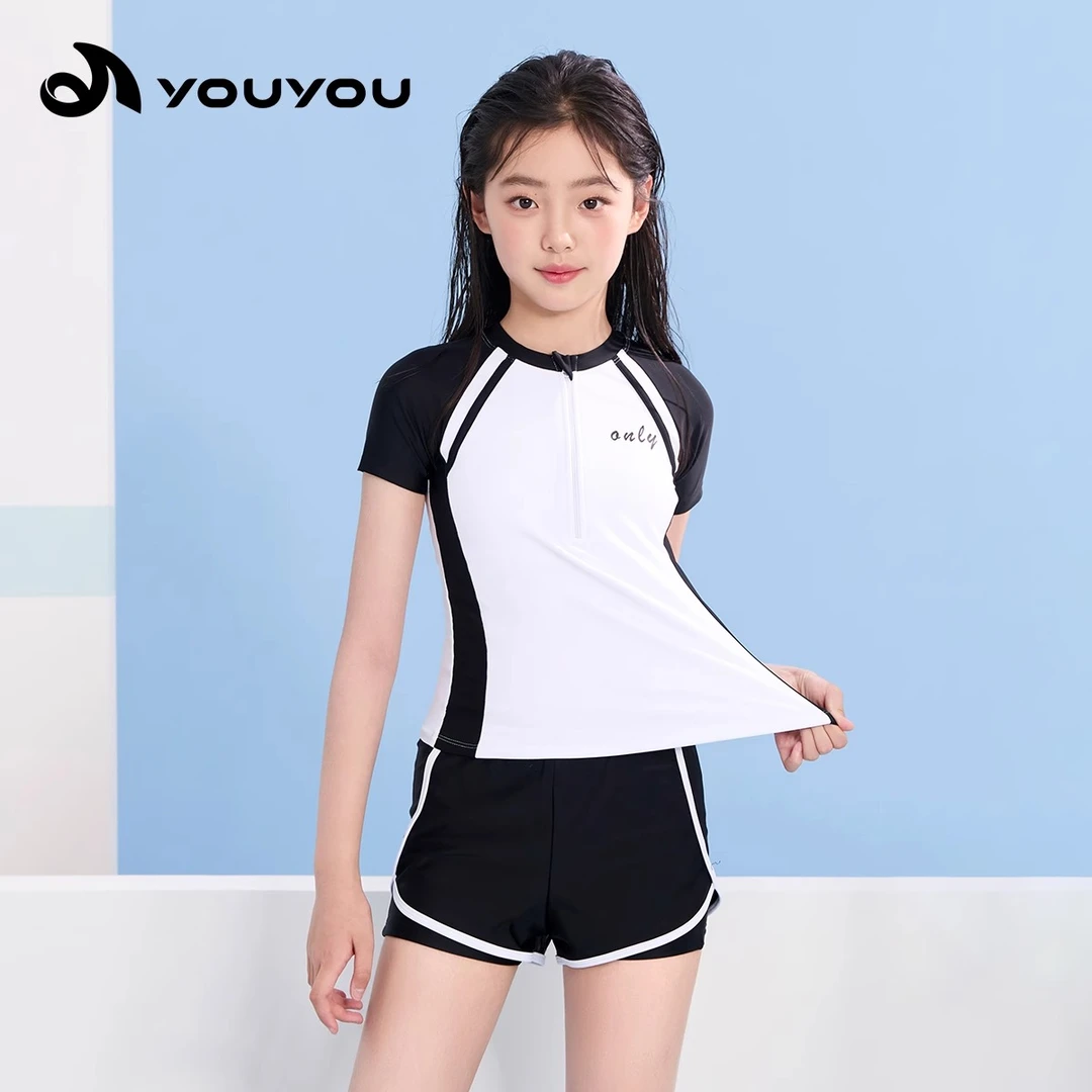 佑游32024儿童泳衣2025新款女童小中大童分体游泳泳装洋气套装