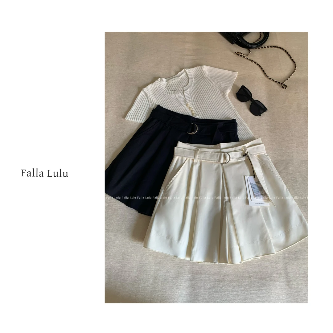 【环扣风尚】环扣高腰显瘦藏肉显腿直裙裤  A5954