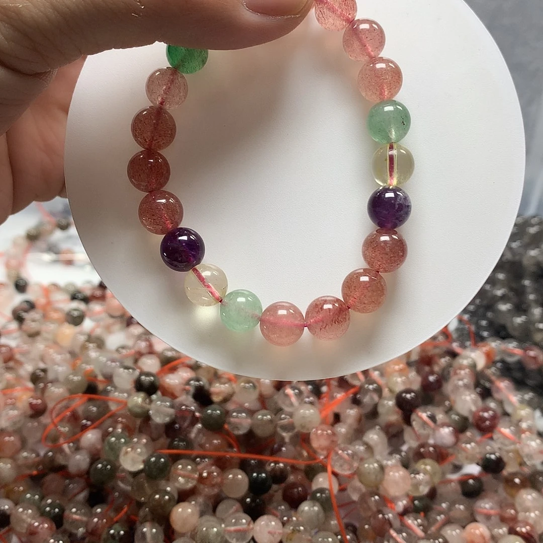 紫晶手链银S925镶嵌草莓多宝