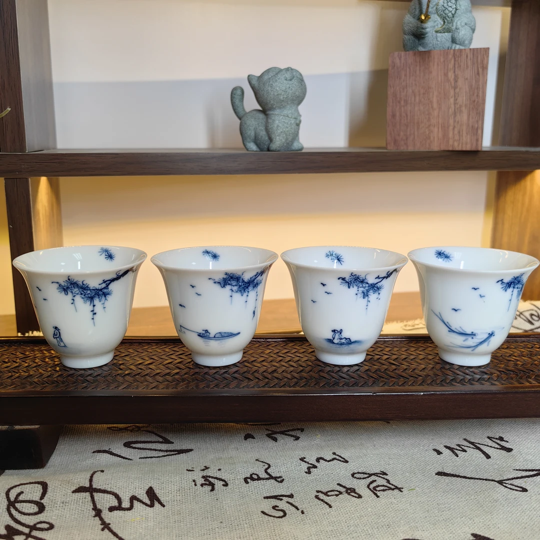 手绘松下下列主人杯陶瓷茶杯个人专用高档喝茶茶杯功夫茶杯茶具