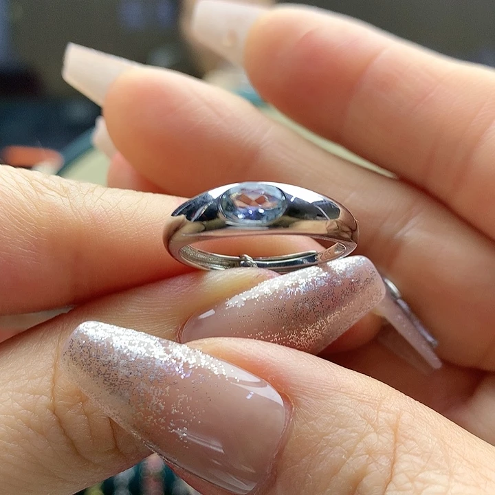 海蓝宝石戒圈银S925镶嵌